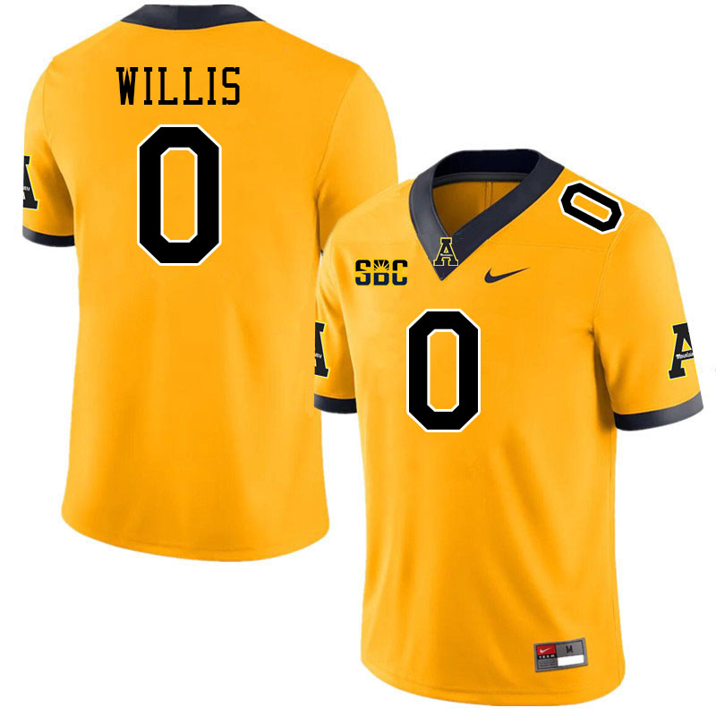 Appalachian State Mountaineers #0 Jaelin Willis College Football Jerseys Stitched-Gold Appalachian State Mountaineers #0 Jaelin Willis College Football Jerseys Stitched-Gold